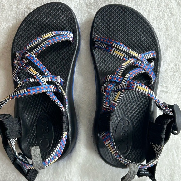 Chaco Other - Chaco Kids Sandals - Black with Blue and Yellow Adjustable Straps